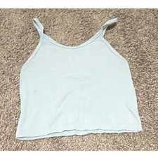 Women s White Cotton Ribbed Knit Camisole Tank Top Spaghetti Strap Scoop S