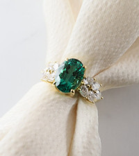 New Green Oval Cut Simulated CZ Solitaire 925 Sterling Silver Wedding Gift Ring