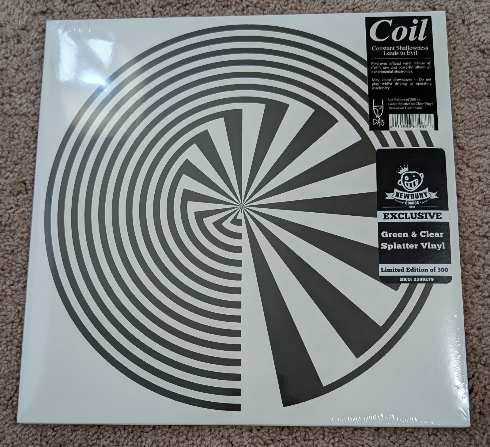 COIL: Constant Shallowness... GREEN/CLEAR SPLATTER VINYL 2xLP - MINT/SEALED