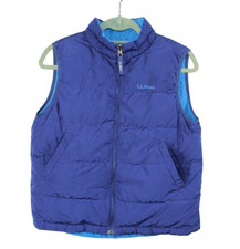 LL Bean Kids' Down Puffer Full Zipper Vest Casual Outdoor Blue Size Large 14/16