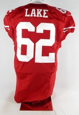 2015 San Francisco 49ers Darren Lake #62 Game Used Red Jersey 70 Patch 46 729
