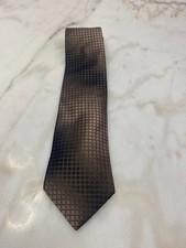 Innocenti for Tom James Silk Tie Brown Geometric Grid USA Made Classic Width