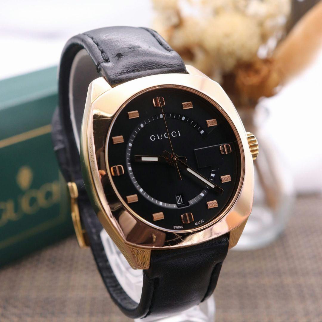 New battery] GUCCI Large watch/142.3 Quartz Genuine leather strap