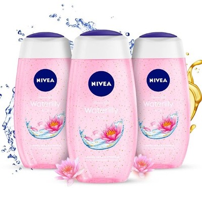 NIVEA Waterlily and Oil Shower Gel Body Wash Skin Care 250ml Pack of 3