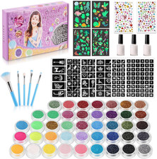 Glitter Tattoos - Glittery Kids Tattoos - Includes 215 Rhinestones, 204 Unique