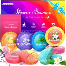 POPCHOSE Shower Steamers Aromatherapy   8 Natural Scented Bombs with...