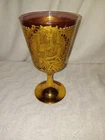 Vintage Murano Glass Kiddush Cup Jewish Goblet Purple with Gold Overlay 6.5"