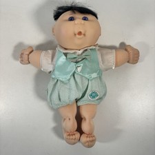 VINTAGE 1991 CABBAGE PATCH DOLL Black Hair Blue Eyes Boy Kids Clothes Clothed