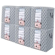 Storage Bags 6 Pack/100L Large Blanket Clothes 6 x 100L Light Grey