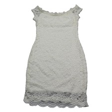 Kimcine Dress Womens M White Short Sleeve Boat Neck Lace Pullover Sundress