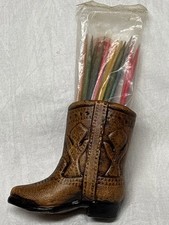Vintage Cowboy Boot Ceramic Toothpick Holder w/original Toothpicks - NOS- Japan