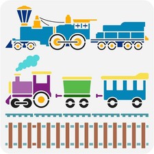 FINGERINSPIRE Train Graphics Stencil 11.8x11.8inch Reusable