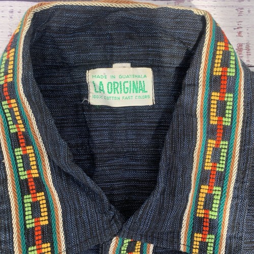 Vintage Guatemalan Handwoven Embroidered Aztec Quetzal Bird Shirt Folk Art - Picture 3 of 6