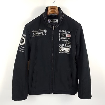 Camp David Softshell Jacket Mens XL Black Fleece Lining Jacket Embroidered Logo