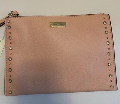 Studded Pink Wristlet Clutch Bag Pouch Zipper New York & Company New With Tags.