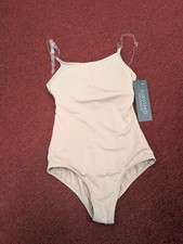 Eurotard Beige Camisole Leotard Clear Straps Removable Bra Pads 44821 Dance
