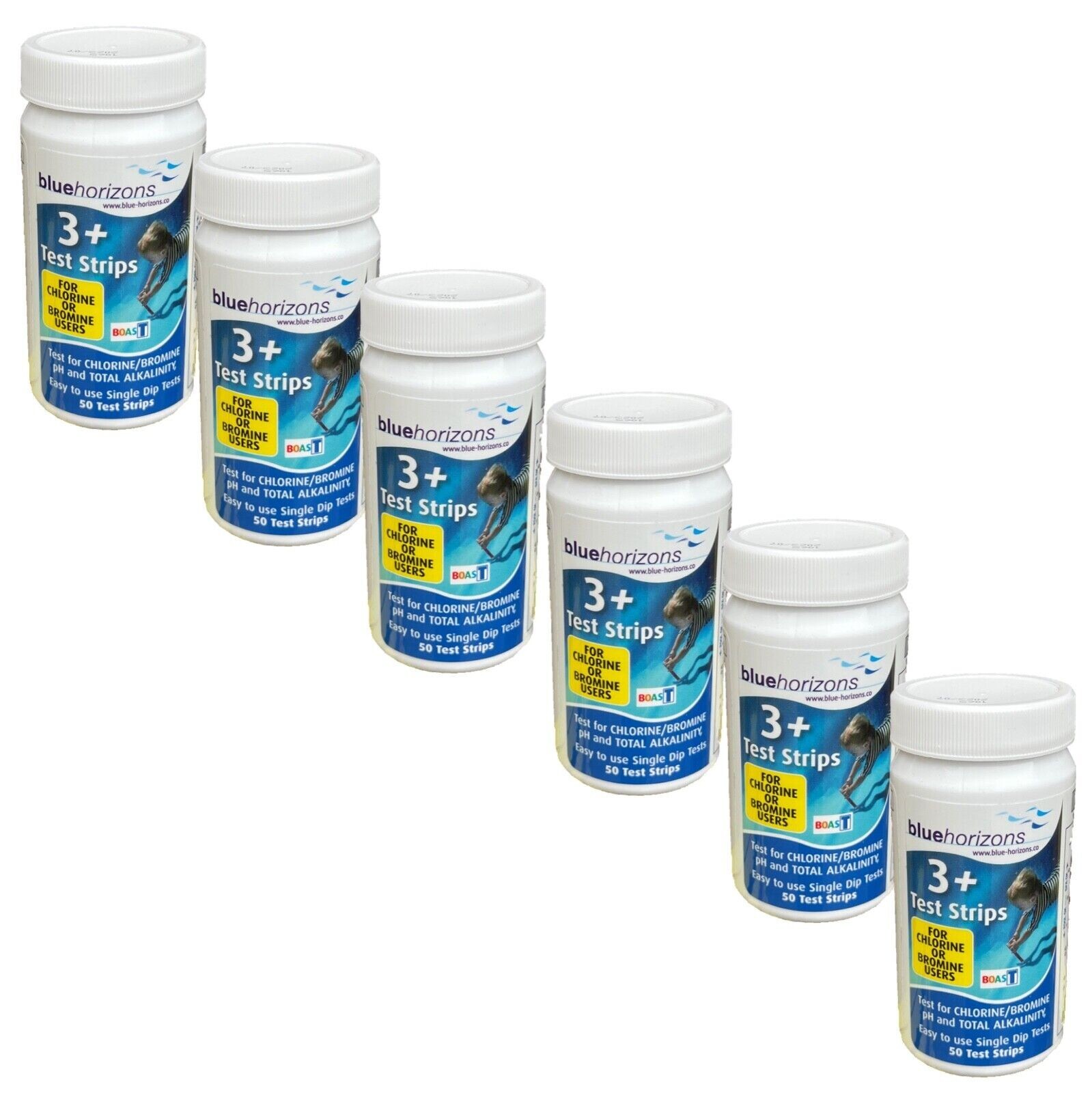 Test Strips for Chlorine or Bromine 3 Way+ Hot Tub and Pool x 6 - 300 strips