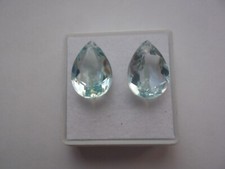2 Pcs Hydro Sky Blue Quartz Faceted Pear Cut Beads Front To Back Drilled 10x14mm