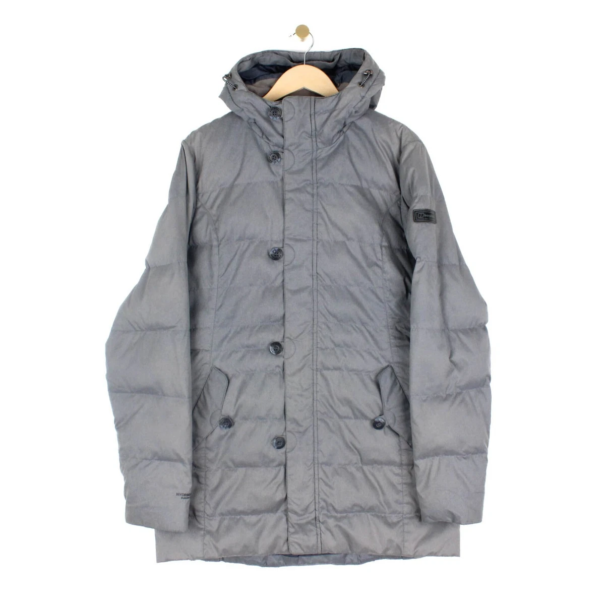 Berghaus Quilted Jacket Grey Hydrodown Fusion Full Zip Hooded Womens Size 16