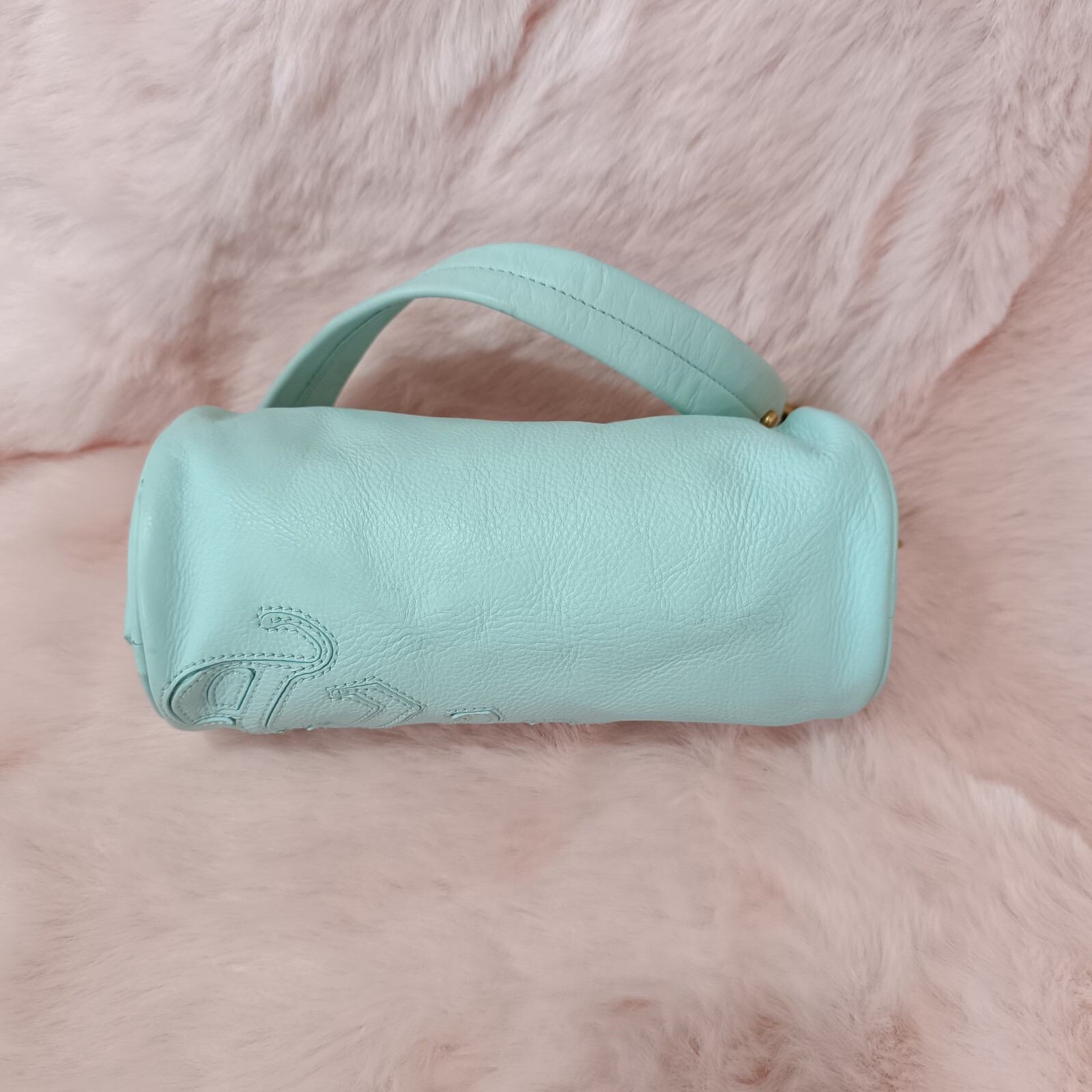 Juicy Couture Barrel Bag Purse Blue Leather Vintage Gothic Logo Authentic Y2k image 5