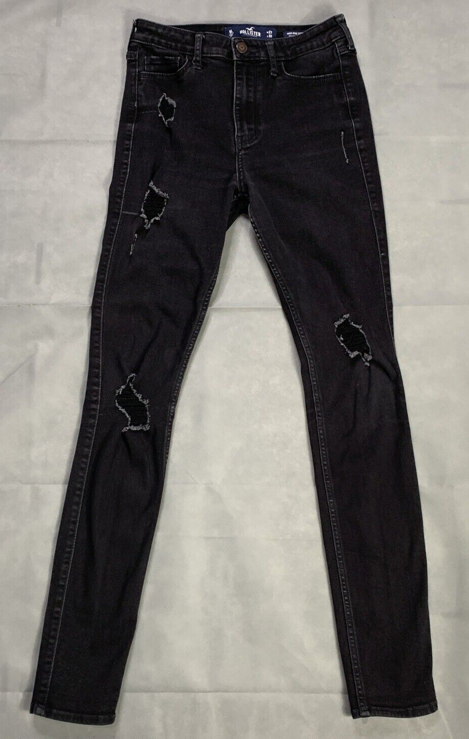 Hollister Jeans High Rise Super Skinny Black Classic Stretch Distressed 5L