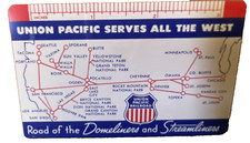 Union Pacific Railroad Calendar Card 1959 Vintage Pocket Dome Stream Map