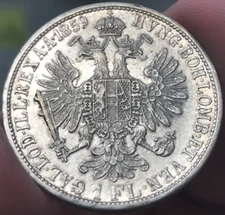 1859-A Austrian Empire 1 Florin - Francis Joseph I - 12.34g .900 Silver