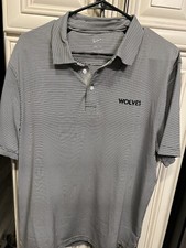 Nike Dri Fit Men's L Blue White Striped Short Sleeve Golf Polo Shirt L