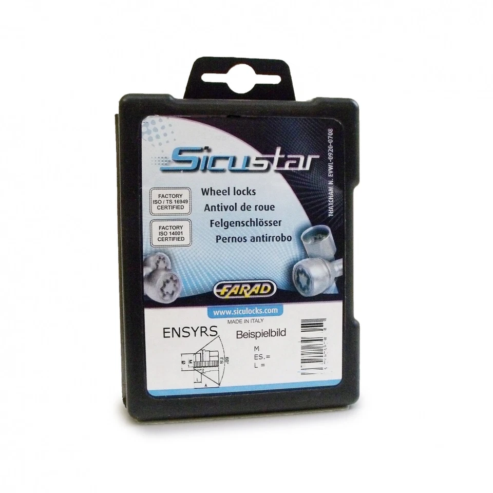 Felgenschloss Sicustar Mutter M12x1,25 M12x1,5 M14x1,5 Radsicherung Silber - Bild 2 von 2