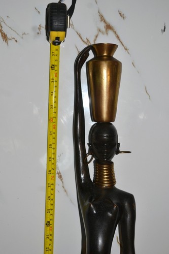 ANTICA SCULTURA NUBIANA STILE KARL HAGENAUER BRONZO ART DECO AFRICANA BLACKAMOOR - Foto 12 di 12