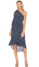 Ulla Johnson Dress Blue Imogen One Shoulder Midi Dress Silk Size 8 AU/UK 4 US