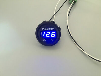 12V-24V Auto Motorrad LED Digital Display Voltmeter Wasserdicht Messgerät BLAU UK 