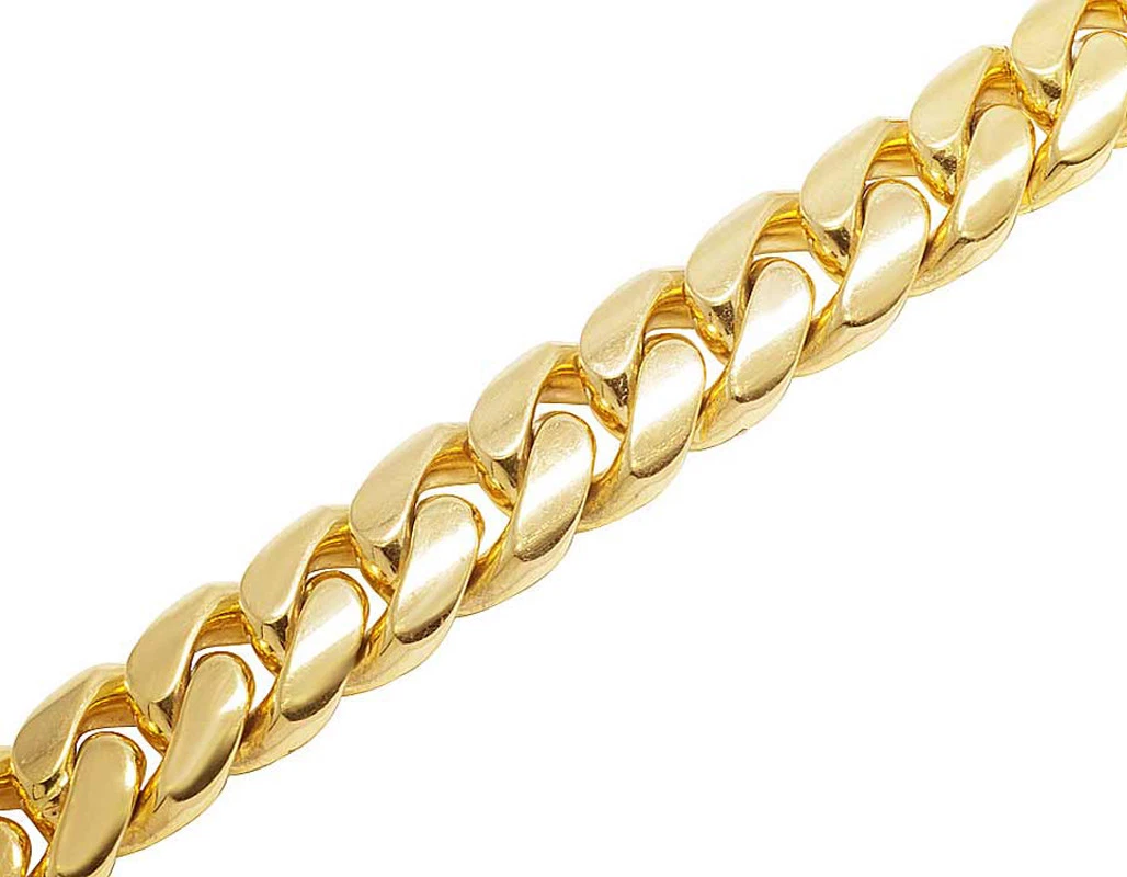 Yellow gold cuban link chain deals