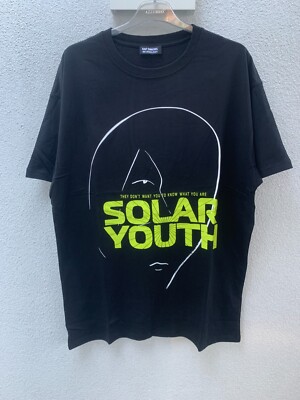 RAF SIMONS AW2021 BLACK TEE TSHIRT SOLAR YOUTH NEON PRINT OVERSIZED M
