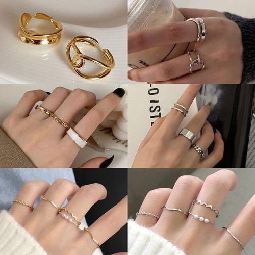 Moda Plata Anillos Ajustables Juego de 3 Piezas Accesorios Regalo Joyería | eBay