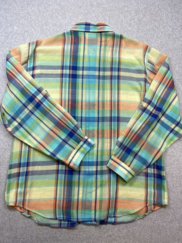 Koret Francisca Womens Shirt Blouse Size Large Green Plaid Casual Preppy Light - Picture 7 of 8