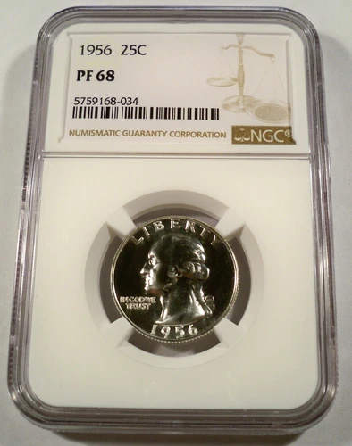 1956 25c NGC PF68 PROOF WASHINGTON QUARTER SILVER PF 68
