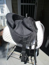 KIDS YOUTH TOUGH 1  BLACK CORDURA 600  DENIER PREMIER BAREBACK PAD WITH STIRRUPS