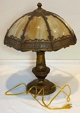 Ornate vintage ART NOUVEAU Slag Glass Table Lamp - works! - Balistrieri Mafia