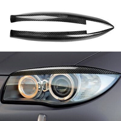 Real Carbon Fiber Headlight Eyebrow Eyelid Trim For BMW 1 Series E81 E82 2004-11
