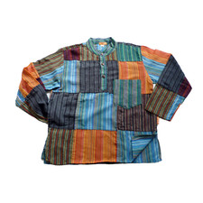Patchwork Hemd Pullover Shirt Fischerhemd Freizeithemd Hippie Goa Psy Bash