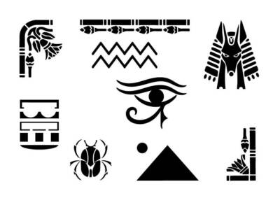 Egyptian Stencil Hieroglyphics Symbol Pyramid Scarab Beetle Lotus Eye ...
