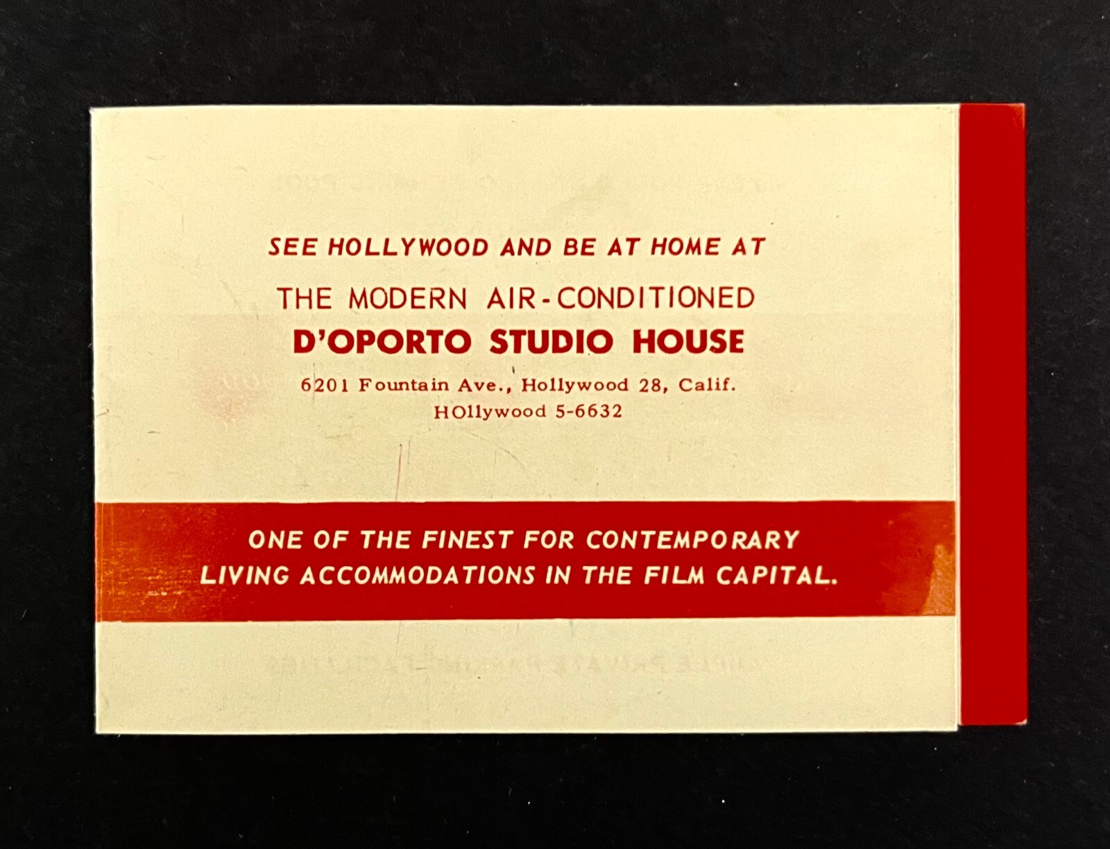 1950s Hollywood CA D'Oporto Studio House European Rates Vintage Travel