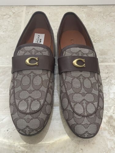 $275 Men Coach Sculpt C Signature Jacquard and Leather Loafers (Size 9).
