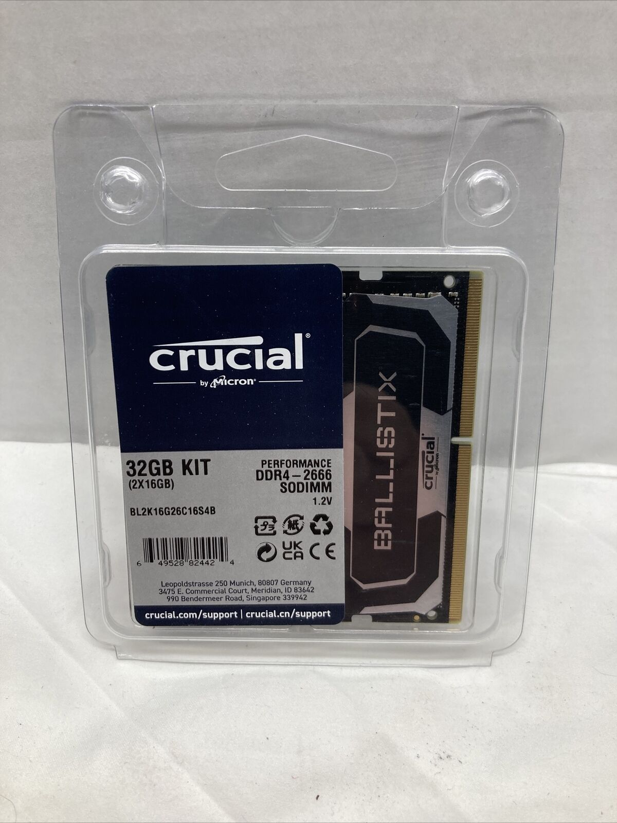 NEW!! Crucial Ballistix 2666MHz DDR4 Laptop Gaming Memory Kit 32GB (16GBx2)