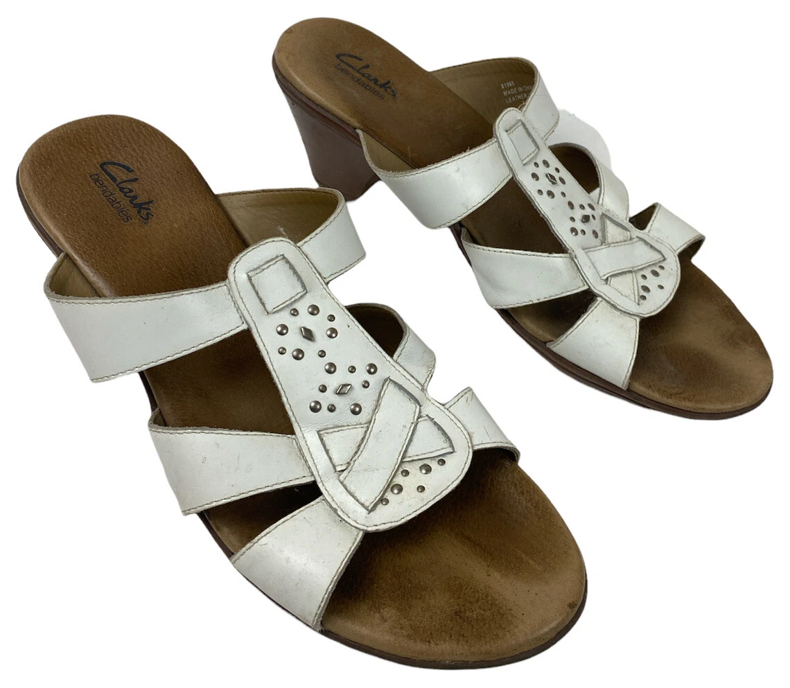 clarks sandali donna pieghevoli con tacco bianco taglia 9 5M