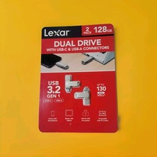 Lexar Dual Drive : USB-C  USB-A Connectors 2 Pack : 128gb : Usb 3.2 Gen1 Gray