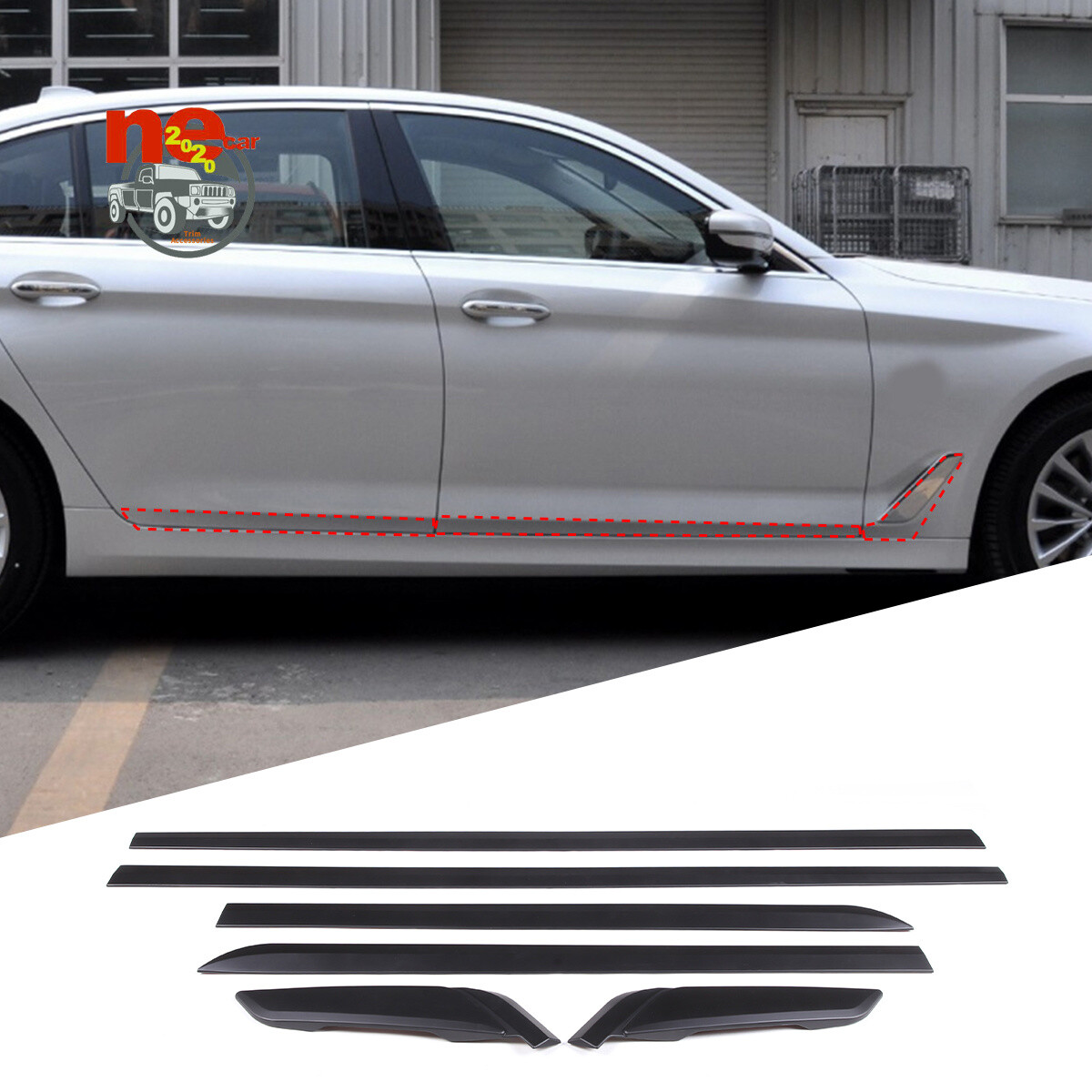 Car Accessories Body Side Trim Strip Kit Matte Black ABS For 18-22 BMW ...