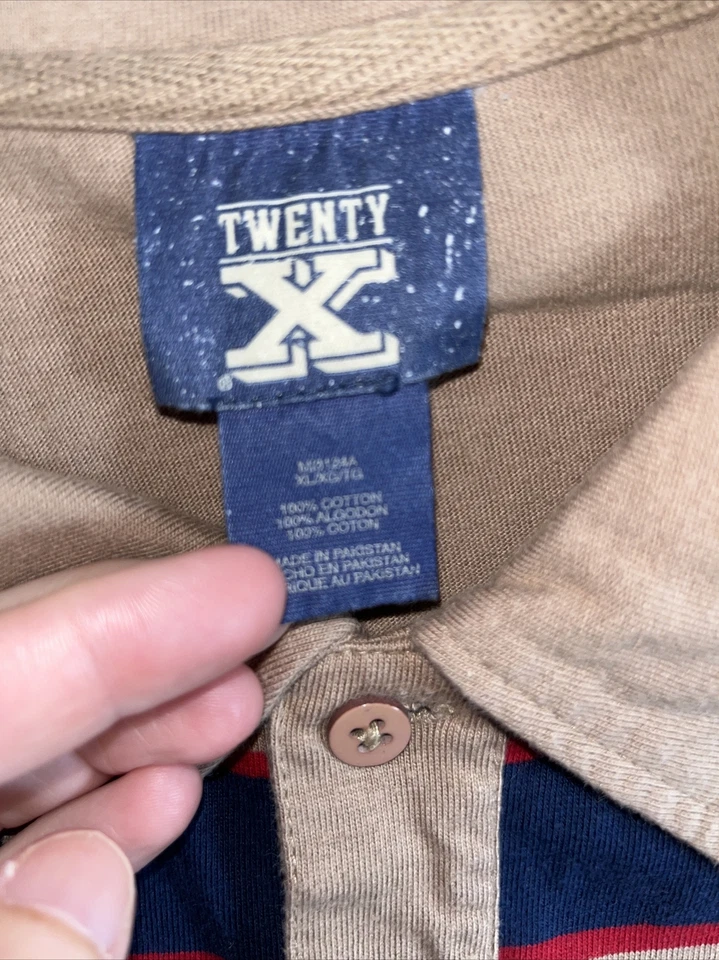 Camisa de vaquero occidental Twenty X color tostado a rayas con cuello para hombre talla XL 100 % algodón Foto 3 de 4