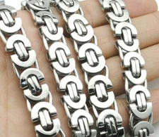 6/8/11MM Silver Tone Byzantine Link Stainless Steel Necklace Boy Mens Chain Gift